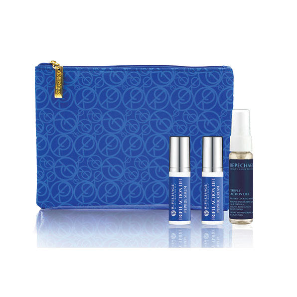 Triple Action Peptide Sampler with Logo Chic Cosmetic Bag